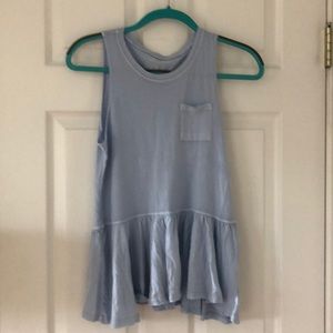 Blue Peplum Tank Top- FITS LIKE XS